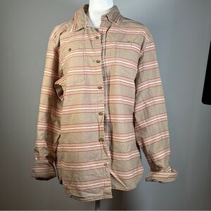 Burton Durable Goods Men’s Large Striped Cotton Button Down Long Sleeve Shirt